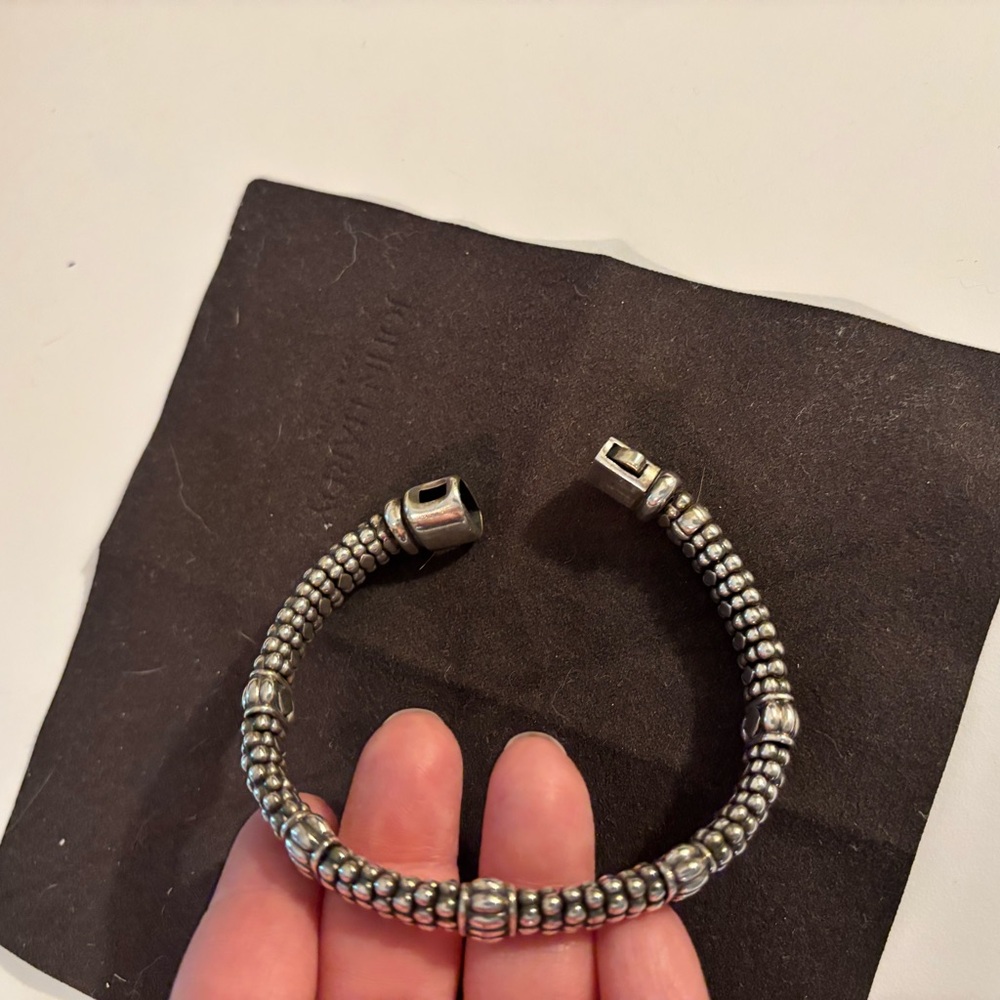 LAGOS Silver Beaded Open Cuff Bracelet